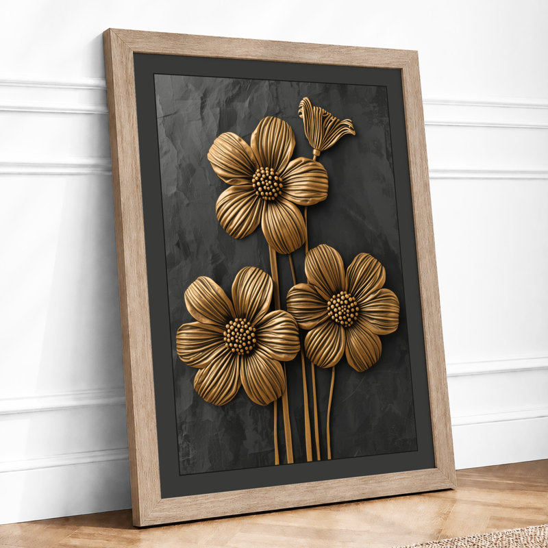 Golden Blooms Ascending Botanical - Print, A2 - 59.4 x 42.0 cm, Oak