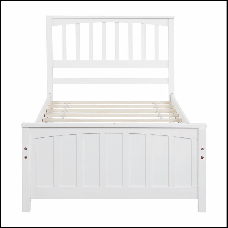 Lit plateforme en bois de pin durable avec structure robuste pour une expérience de sommeil confortable et élégante, White