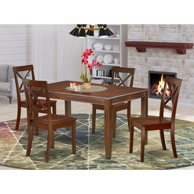 Ensemble de table de salle à manger 5 pièces comprenant une table de cuisine rectangulaire et 4 chaises de salle à manger, 36 x 60 pouces, acajou