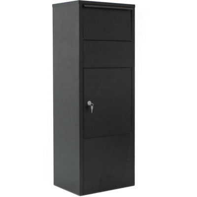 Large Package Delivery Parcel Mail Drop Box For Black, 10.5" X 15.5" X 41.30",With Lockable Storage Compartment Heavy Duty Weatherproof For Express Mail Delivery For Home & Business Use