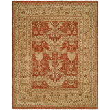 Pilika Wool Oriental Area Rug in Rust/Beige