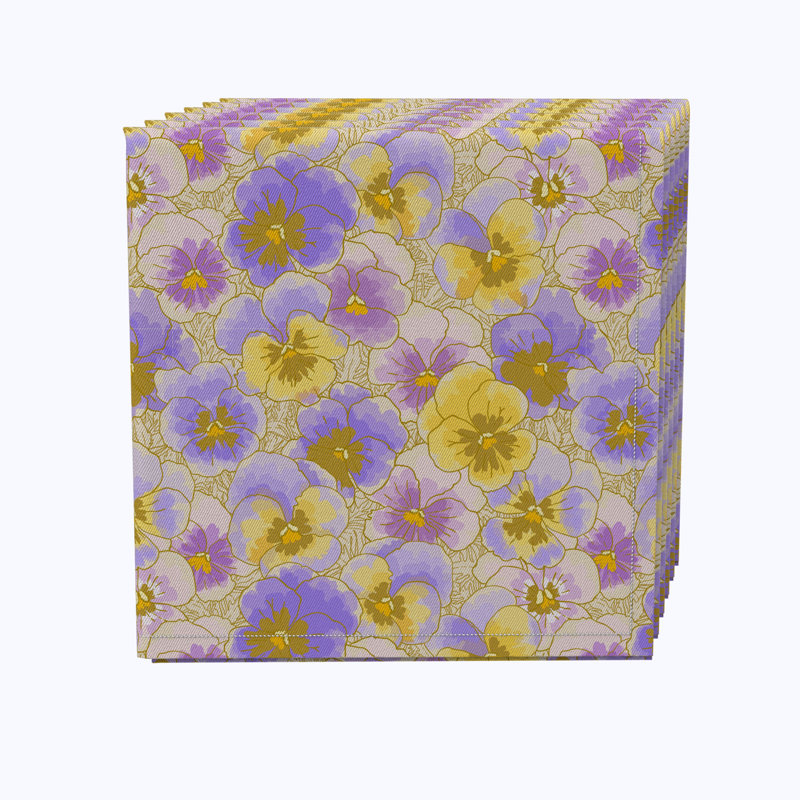 100% Cotton Violet Floral Square Napkin