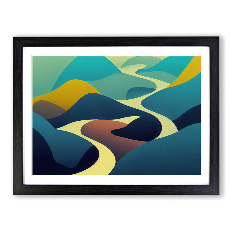 Abstract Mountain River Vol.2 - Framed Print, Black, 46cm H x 64cm W x 2cm D