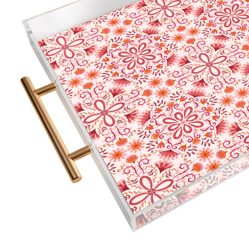 Cassidy Rae Marietta Swiss Cross Remix Acrylic Tray, Floral, Red