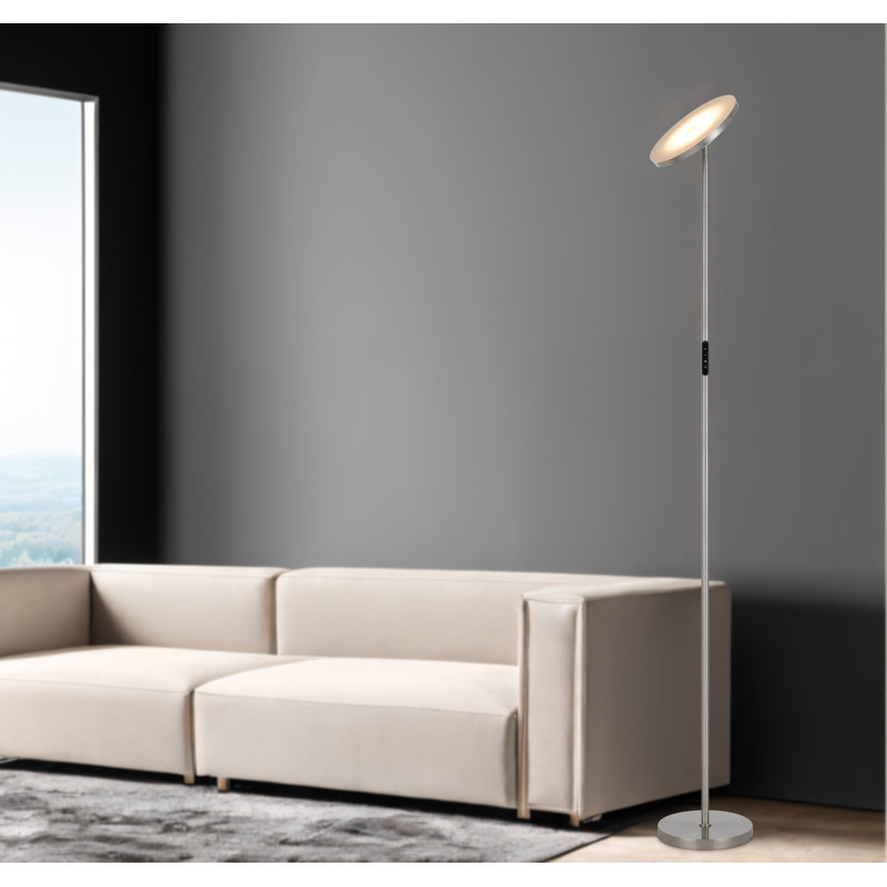 Lampe sur pied à DEL Christi de 178 cm (70 po) de hauteur, en acier brossé, 30 W, à intensité variable (3 000 K à 6 000 K), avec télécommande.