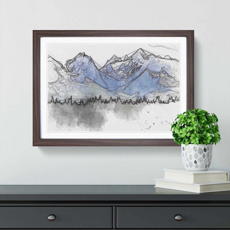 Rocky Mountains in Alaska in Abstract - Picture Frame Graphic Art Print, Walnut, 35cm H x 50cm W x 2cm D