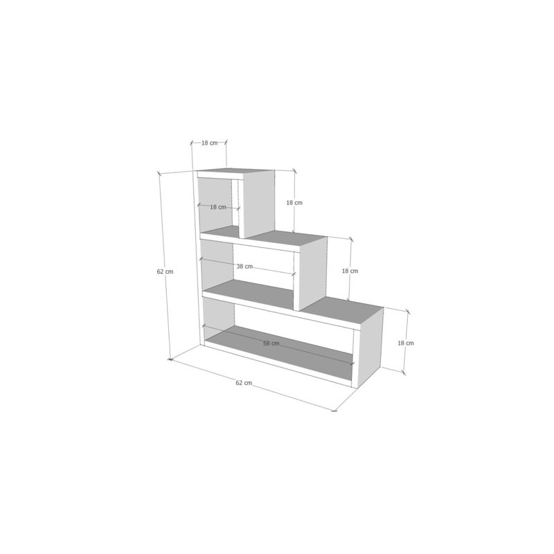 Scandinavian Wall Shelf, Pine Color, 24.4 x 24.4 x 7.1 Inches | 100% Melamine Coated Particle Board, Thickness: 0.7 Inches | Numerous Shelves, Wall-Mountable Design for Stylish Storage Solutions in Any Room