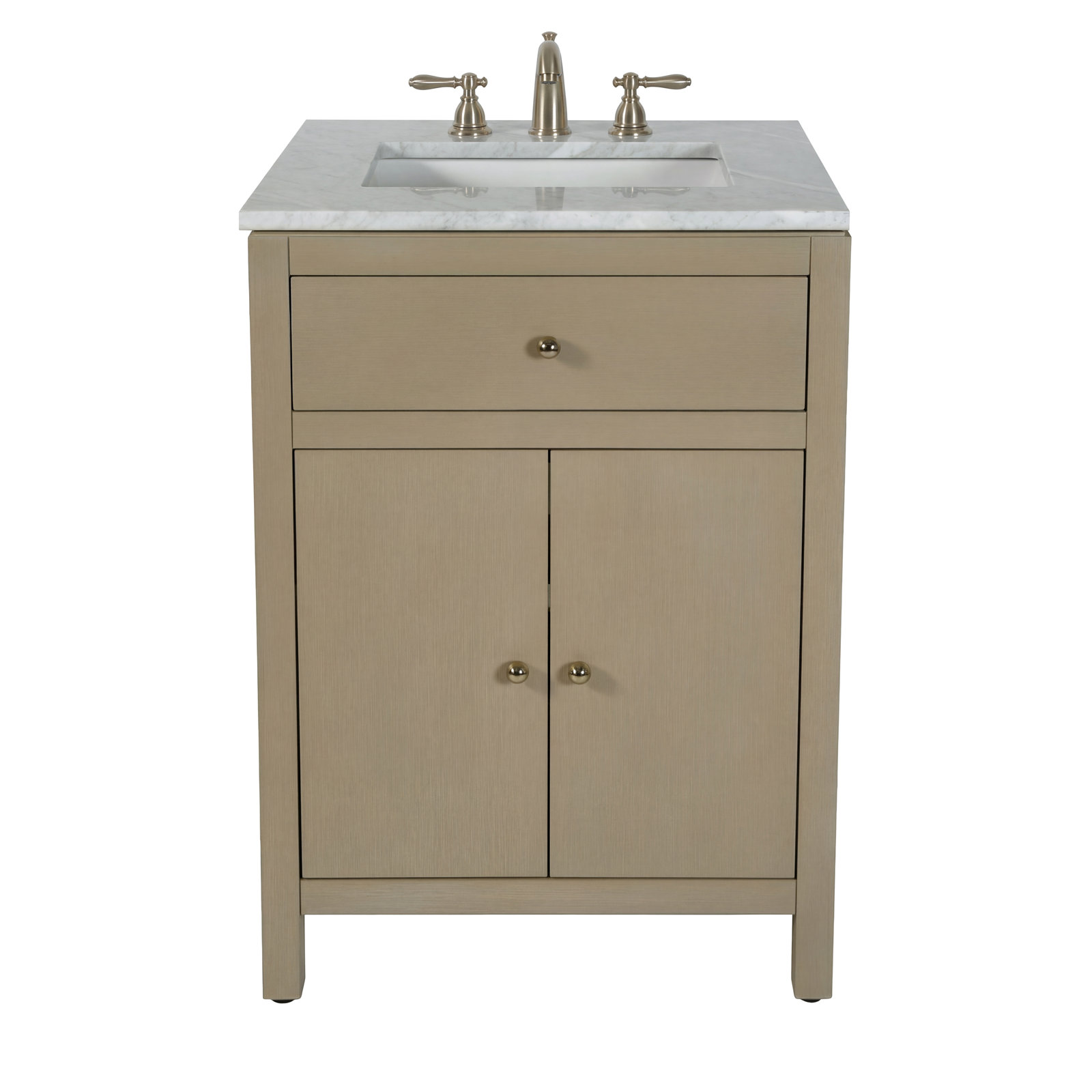 Celine 24" Carrara Marble Single Bathroom Vanity, Antique Taupe