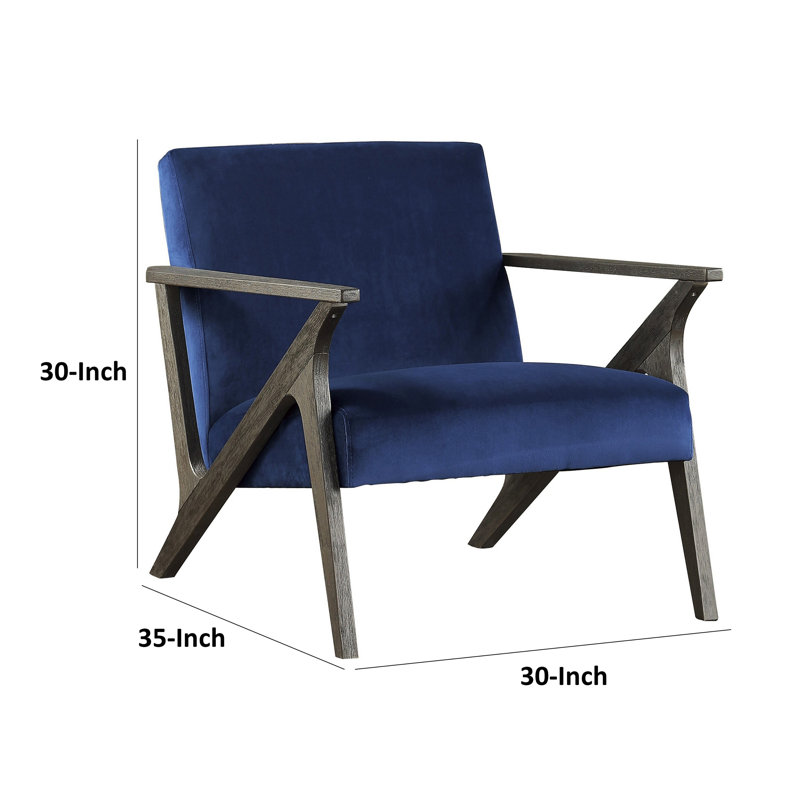 Chaise d'appoint moderne Burdette 30 po avec revêtement en velours, structure en bois exposée et ressorts en mousse