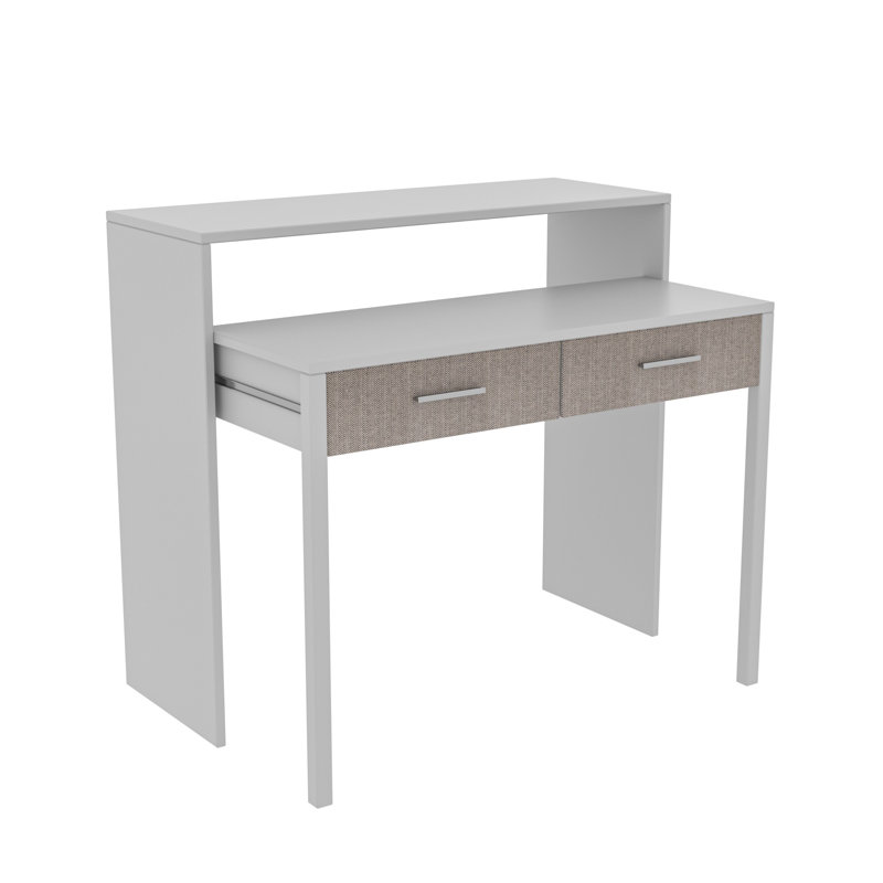 Bureau d'étude moderne blanc avec tablette supérieure et 2 tiroirs, 39,0 po x 34,6 po x 25,9 po | 100% panneau de particules enduit de mélamine, épaisseur: 0,7 pouce | Conception murale, élégante et fonctionnelle pour les bureaux à domicile et les espaces d'étude