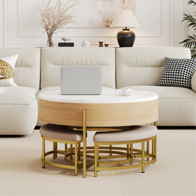Round Lift-Top Coffee Table With Storage