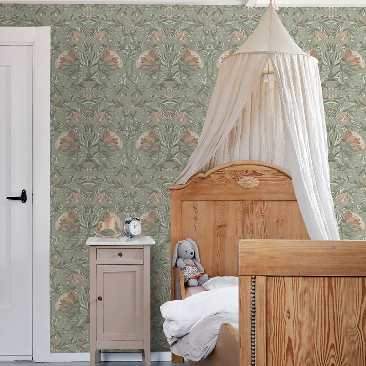Floral Wallpaper Double Roll, Sage