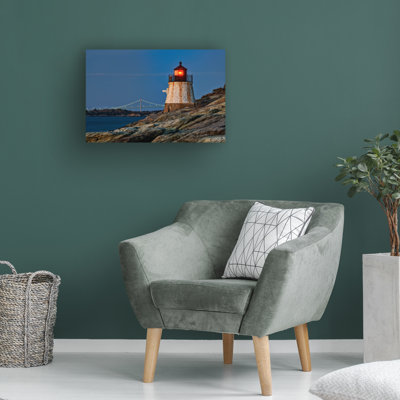 Wrapped Canvas Wall Art - Rick Berk 'Castle Hill Lighthouse' Wall Art for Living Room, Bedroom, or Office Décor  - 22x32