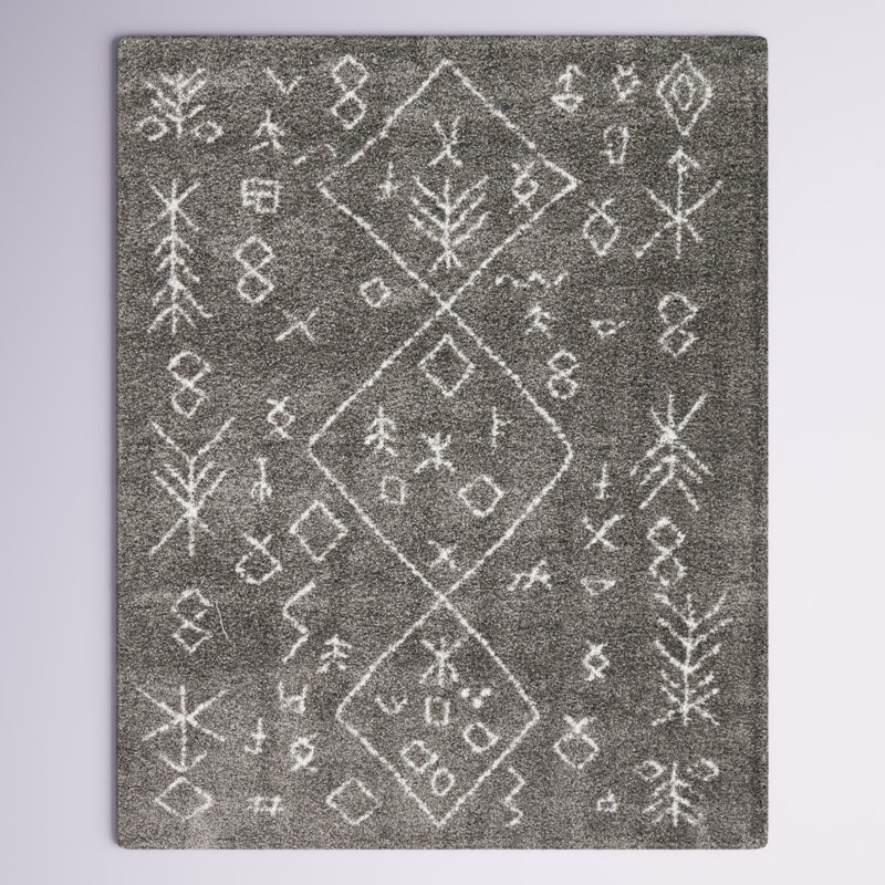Jonnye Southwestern Area Rug, Runner 2'7" x 6'1", Gray/Ivory