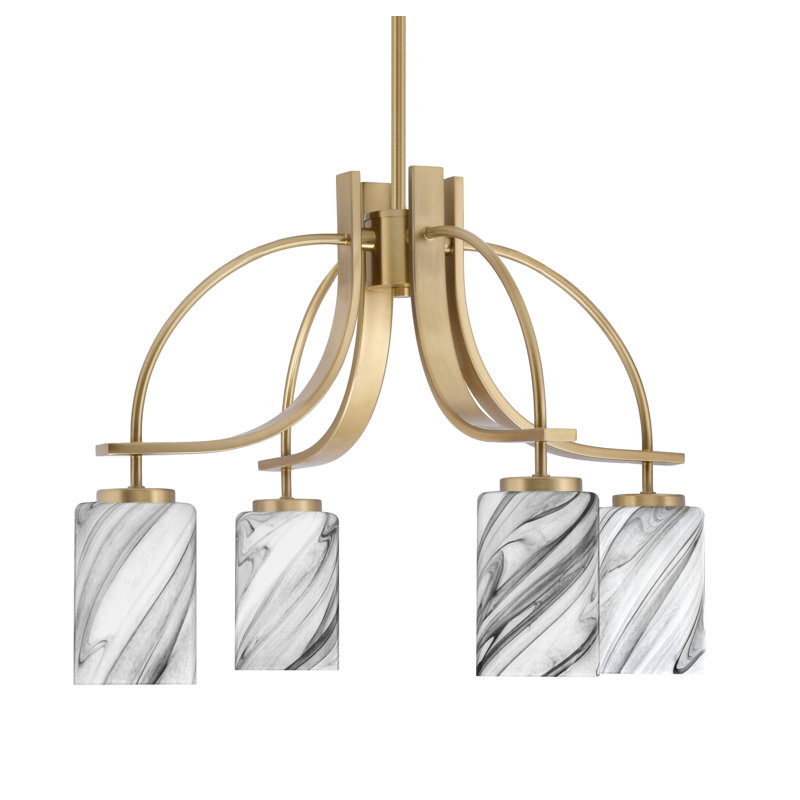 Lustre encastré Cavella, H 15,75 po x l 23,5 po x P 23,5 po, 4, Laiton New Age