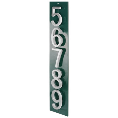Plaque d'adresse verticale flottante en aluminium Royal Shade - 5 chiffres personnalisés