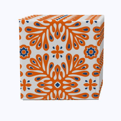 100% Cotton Orange Pattern Square Napkin