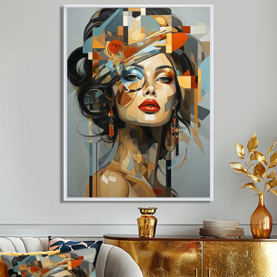 Glam Harmonious Cubist Woman Portrait I - Fashion Canvas Print