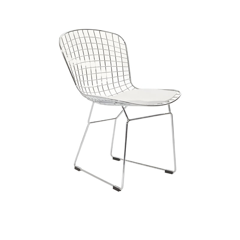 Chaise en fil de fer, Blanc, Chrome chrome