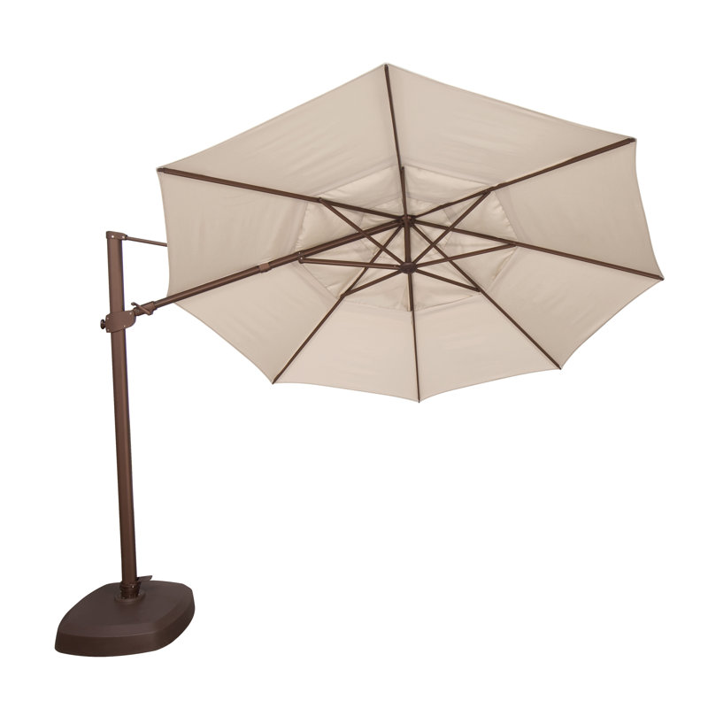 Parasol en porte-à-faux 12,3 pi Sunbrella®, Toile Sunbrella® beige antique, Bronze
