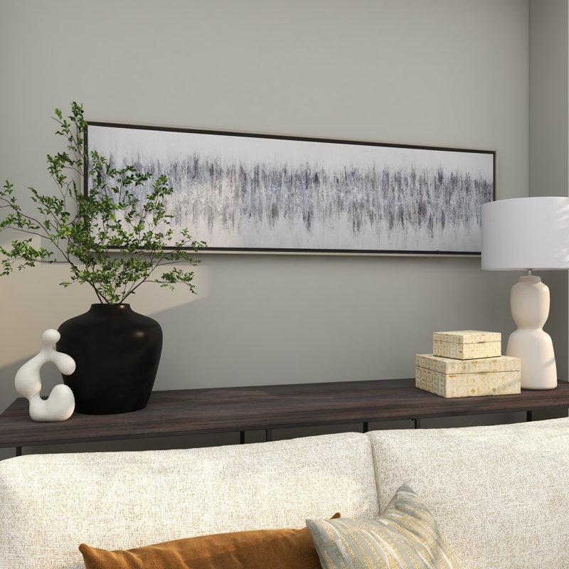 Canvas Abstract Living Room Gray Framed Wall Art with Silver Frame