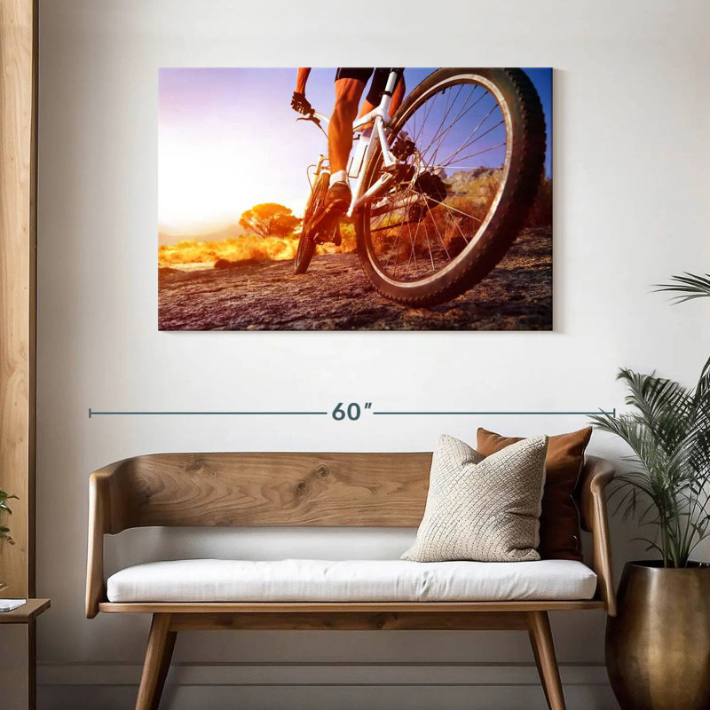 Sireci à vélo au coucher du soleil, H 30 po x l 45 po