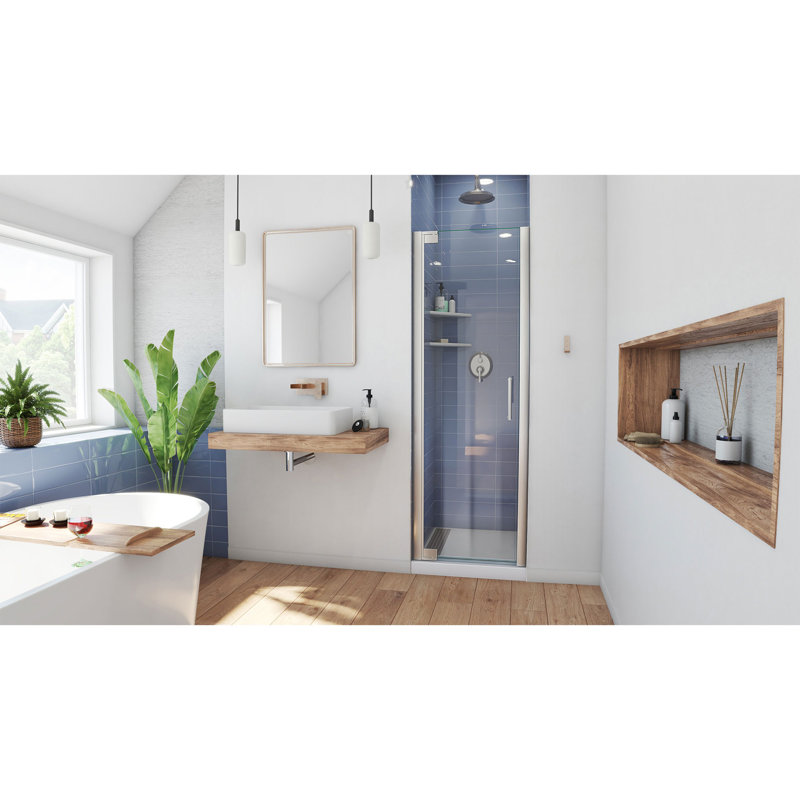 Porte de douche à pivot sans cadre Elegance-LS l 32 po x H 72 po avec technologie ClearMax ™, Nickel brossé