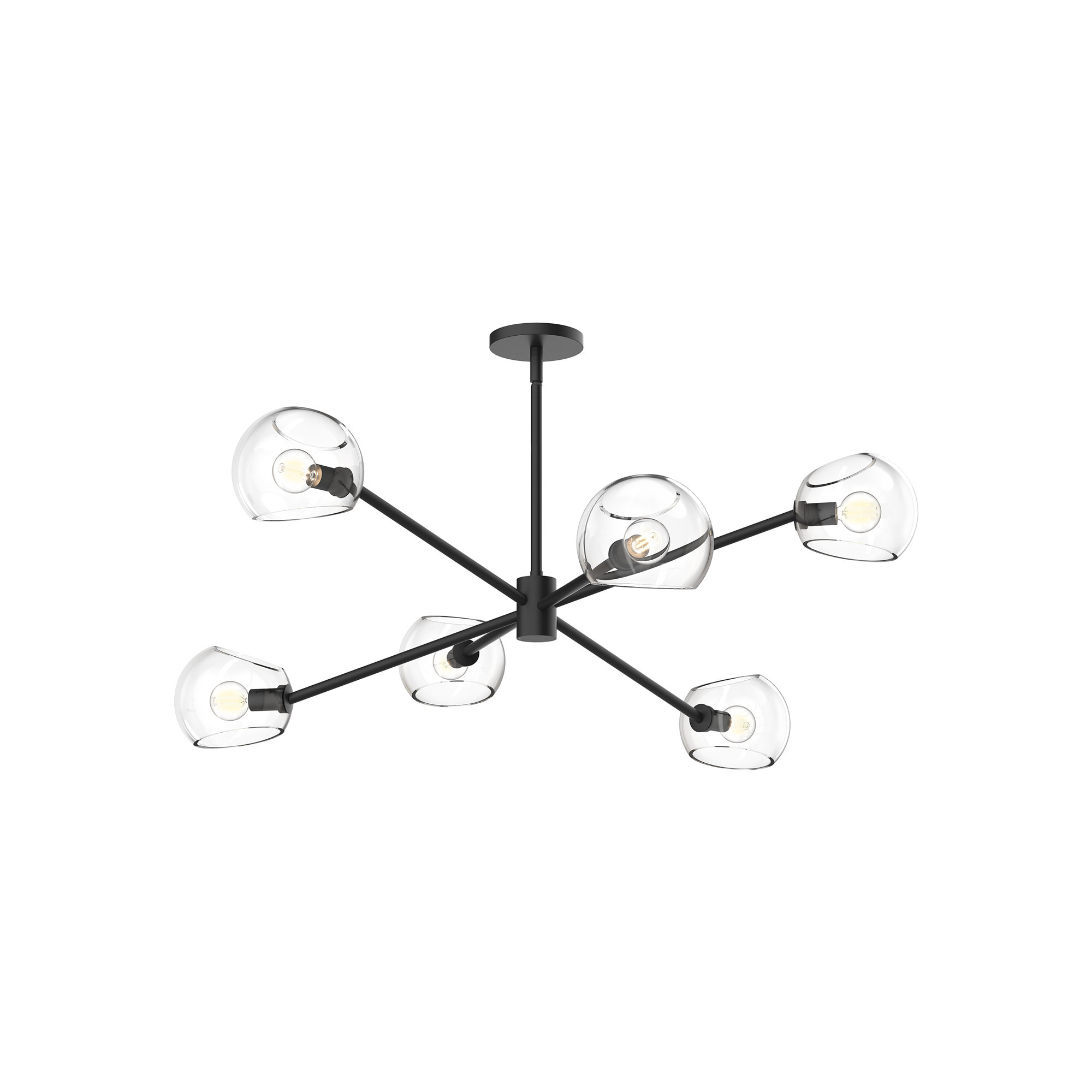 Willow 6 - Light Metal Sputnik Chandelier, Matte Black, Clear
