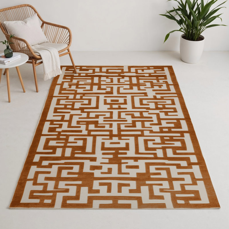 Tapis brun intérieur et extérieur Trellis, Rectangle 5 pi x 7 pi