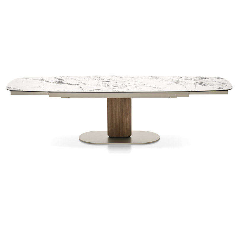 Tables extensibles Cameo, H 29,75 po x L 78,75 po x l 39,38 po, Marbre blanc, Noyer Canaletto / beige perle mat / noir mat