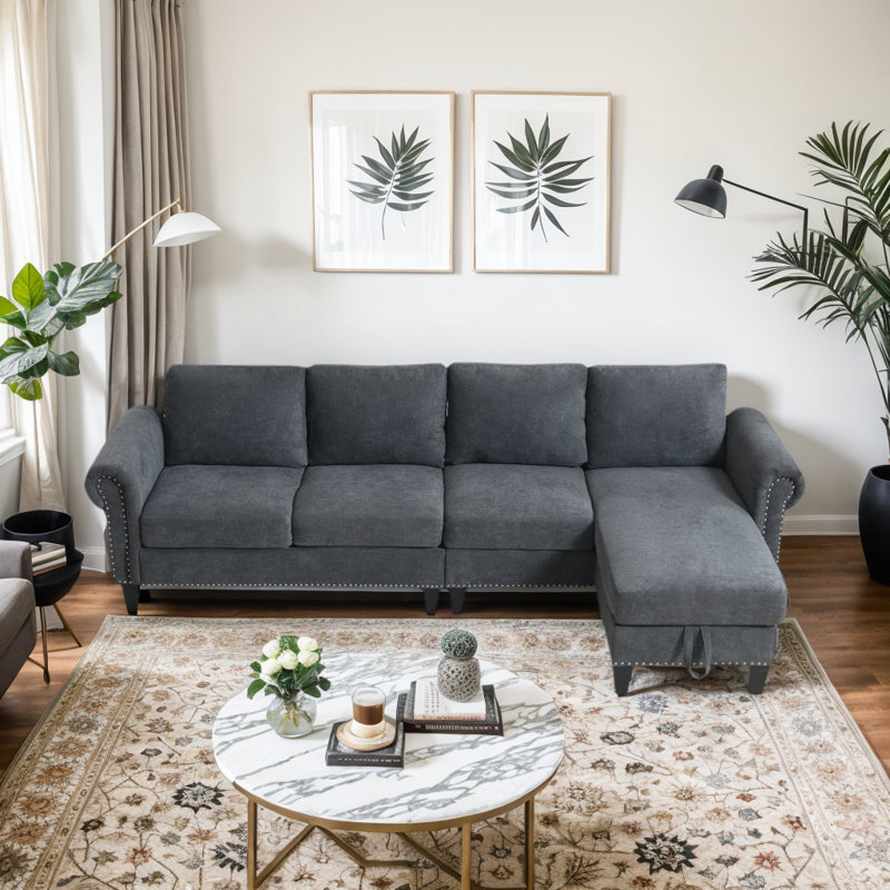 Canapé modulaire 2 pièces Darylle, Gris