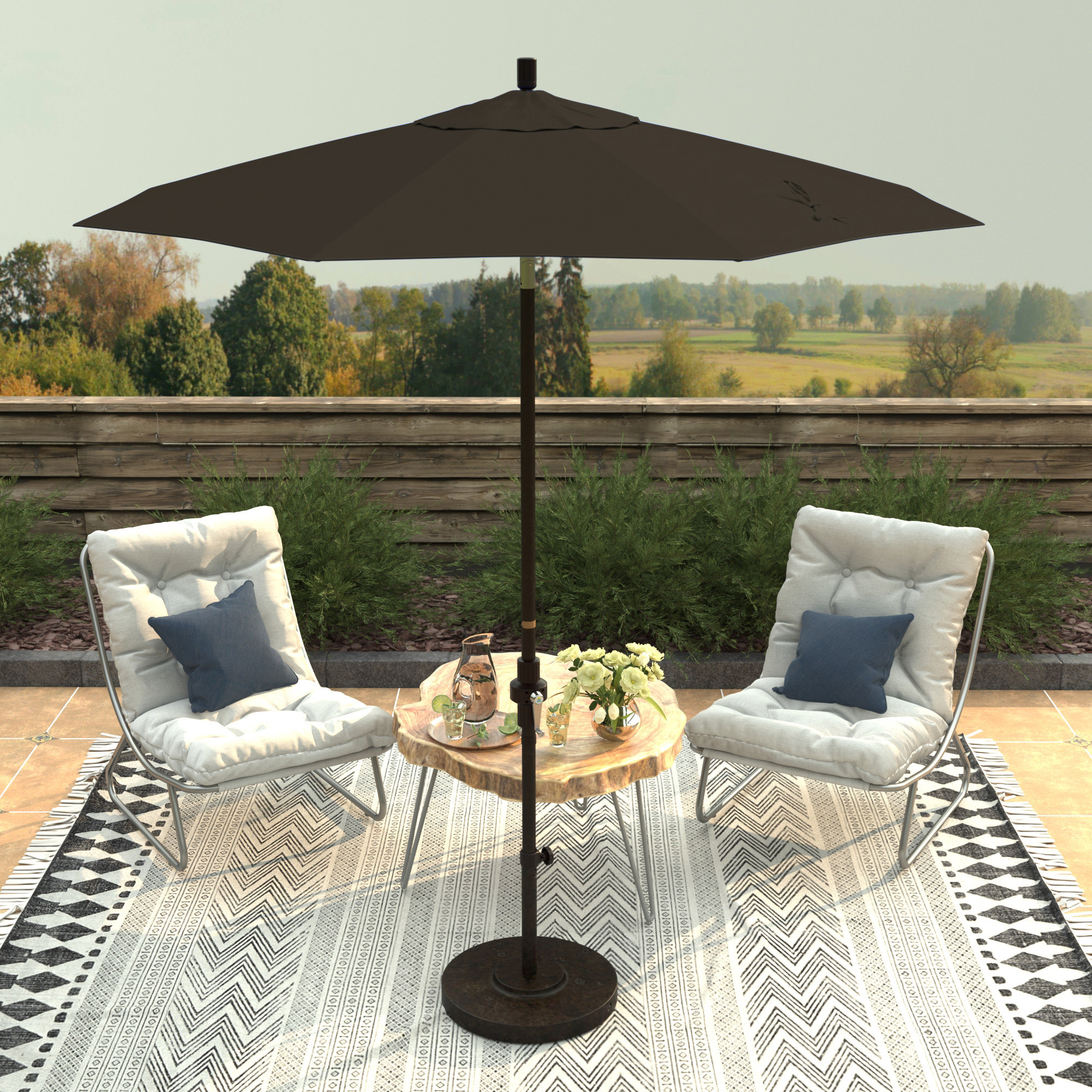 Che 90'' Outdoor Umbrella, Mocha Performance Canvas