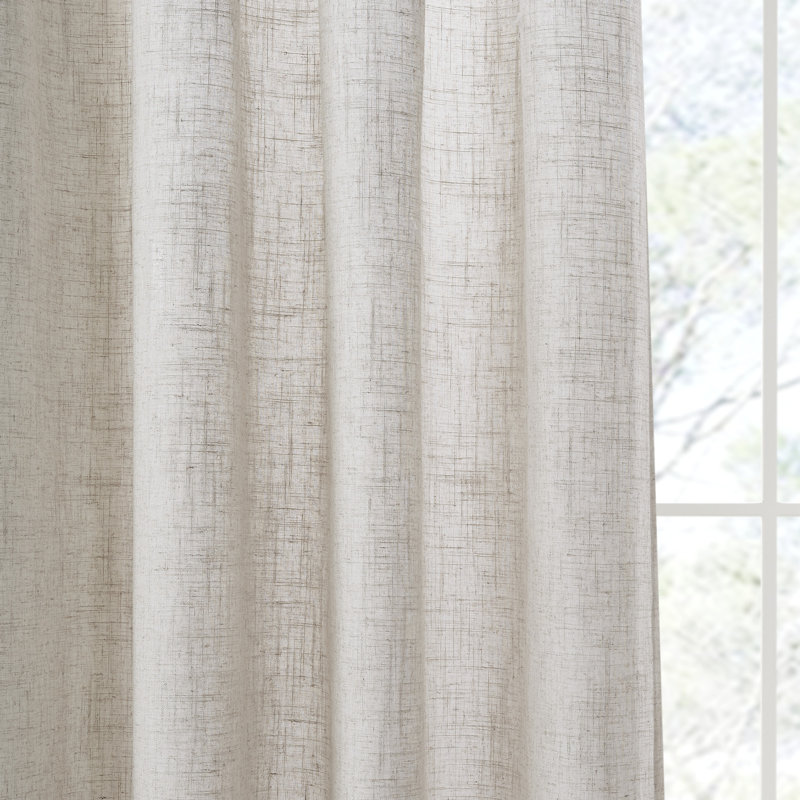 Natural Linen Blend Light Filtering Curtain Panel Pair