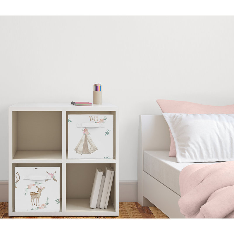 Deer Floral 2 Piece Fabric Storage Bins Set