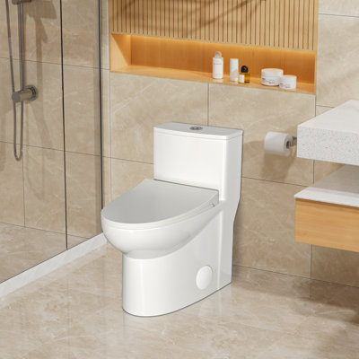 Toilette allongée une pièce à chasse double 1,1 / 1,6 GPF, siège à fermeture douce, surface vitrée