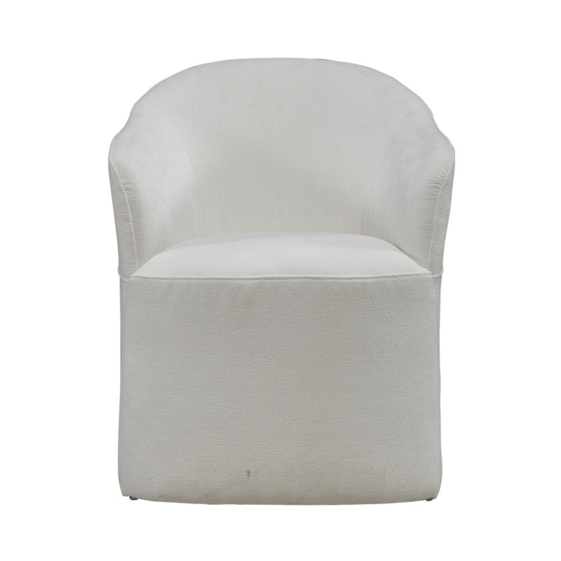 Idrees Accent Dining Chair W/ Casters, Ivory