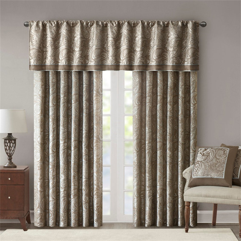 Jacquard Window Valance 50X18", Blue/Brown