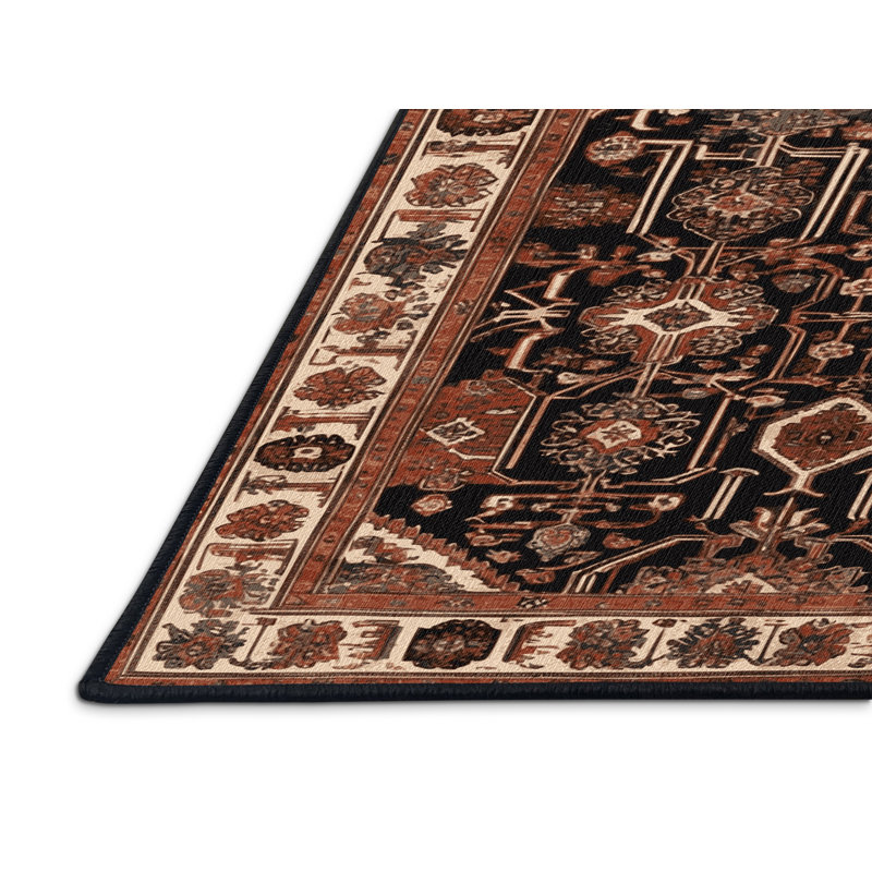 Tapis brun lavable à la machine, Rond 5 pi