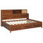 Lit de jour pleine grandeur en bois teinté noyer avec 3 tiroirs de rangement, tableau souple et prises intégrées pour une détente à l'ombre sur la tablette supérieure pour une retraite confortable-557212134-557212132