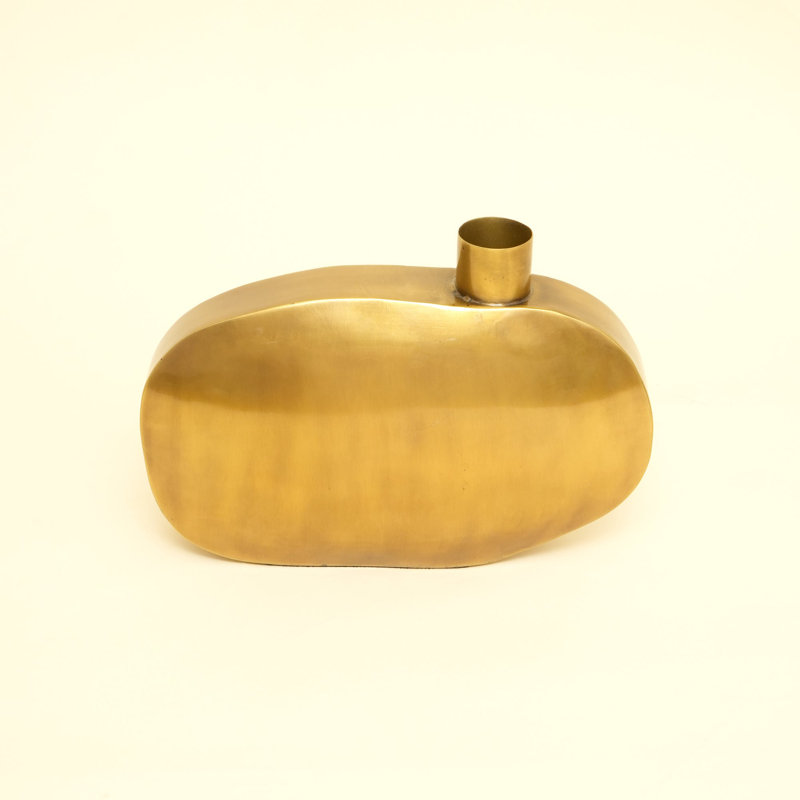 Steel Floor Vase, overall height- 18", Gold