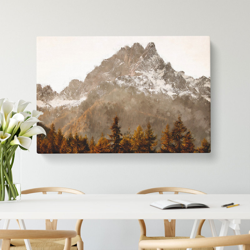 Brown Mountain Painting - Wrapped Canvas, 60cm H x 91cm W x 3cm D