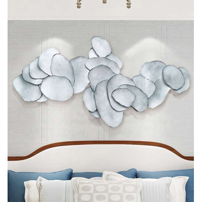 Modern three-dimensional metal forged iron lotus-shaped wall decoration