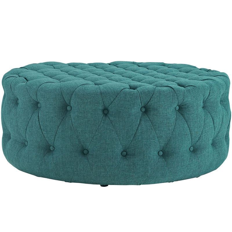 Modway Copper Grove Harrison Blue Amour Fabric Ottoman, Teal Plainweave