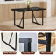 Table industrielle avec pieds en métal noir, 55 * 31,4, pour 4 à 6 personnes, bureau de travail, cuisine, terrasse, accessoire de salle à manger, plateau épais de 1,5 po, conception simple et moderne, terrasse-118577371