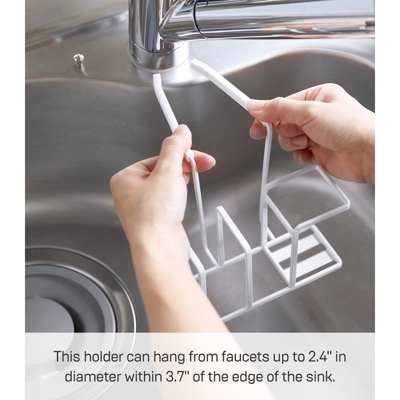 White Steel Faucet-Hanging Sponge and Brush Holder