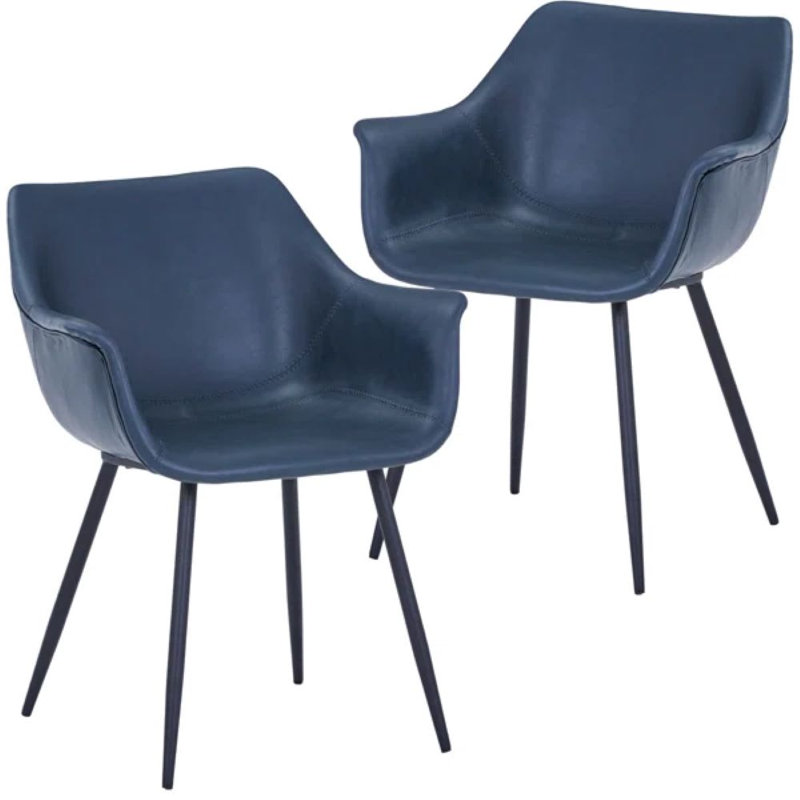 Haglund Leather Dining Chair with Powder-Coated Iron Legs Accent Side Chair Foam Padded Seat Versatile Kitchen Chair for Modern Home and Kitchen