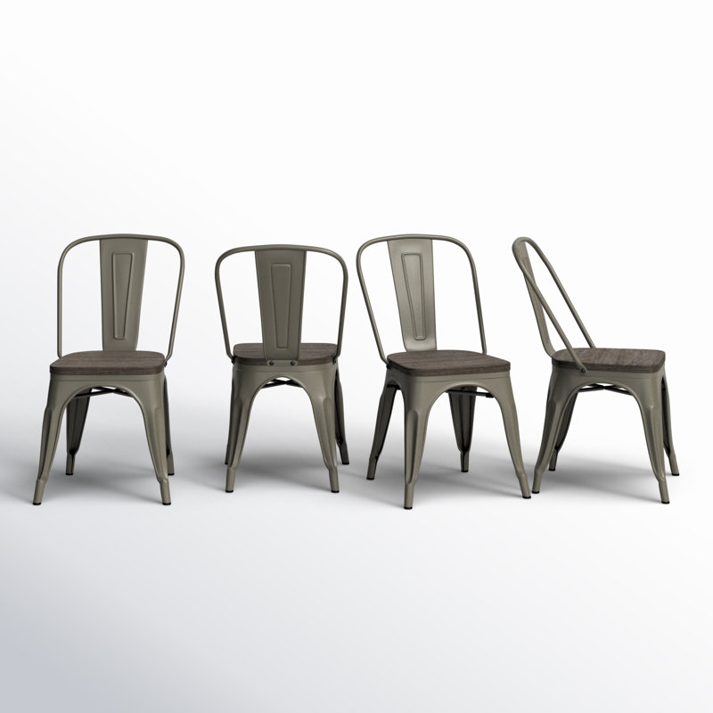 Galway Stacking Side Chair, Metal/Brown