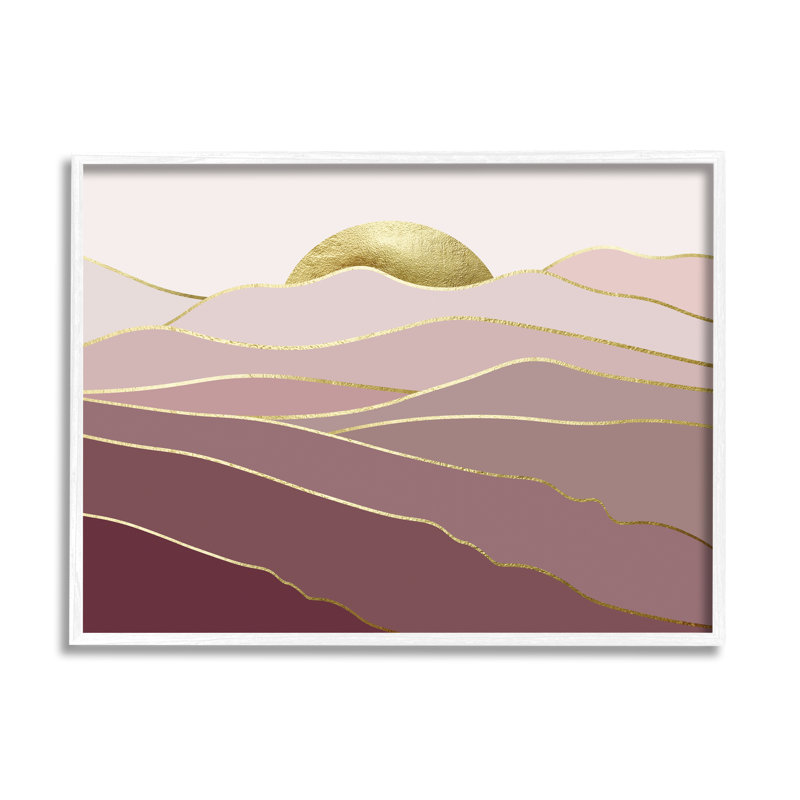 «Layered Pink Glam Mountain Peaks» par Urban Epiphany - cadre flottant, impression sur bois, L 20 po x H 16 po x P 1,5 po