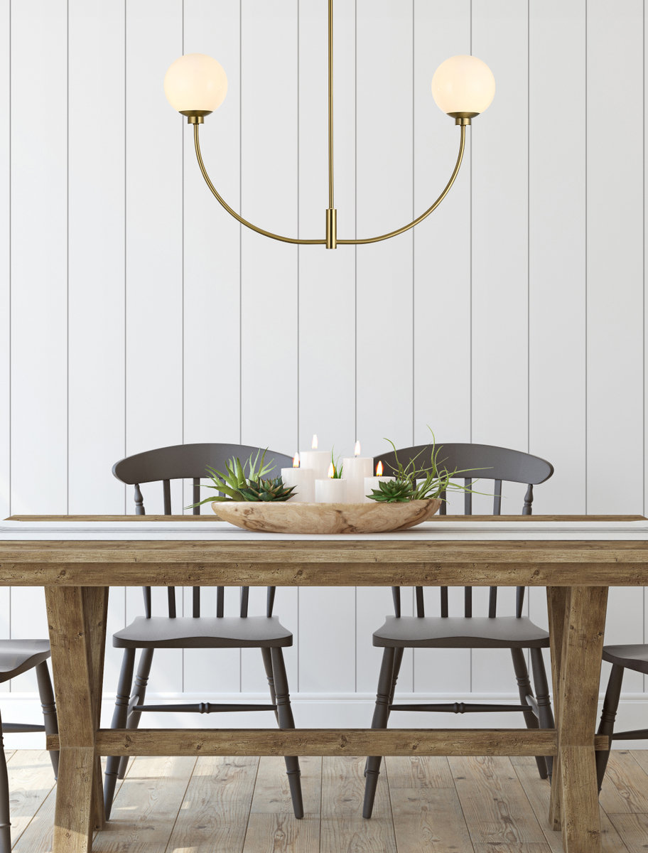 Kyle 2 - Light Metal Chandelier, Satin Gold, 21" H x 36" W x 7" D