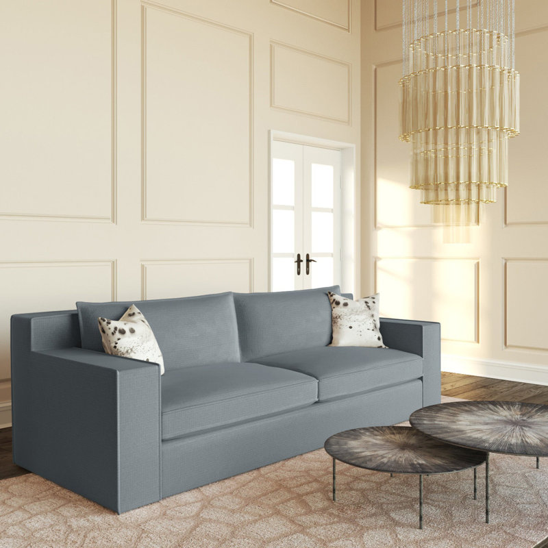 Canapé Mulberry, H 33 po x l 120 po x p 45 po, Brume de lin Box Weave, Patiné